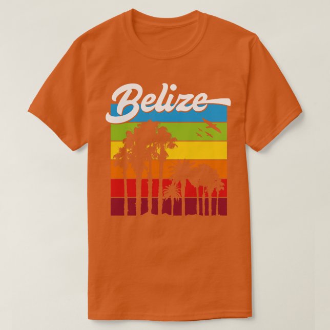 Camiseta Rainbow Belize Souvenir Palm Trees Tropicais (Frente do Design)