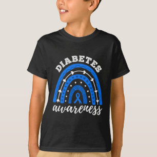 Camiseta Rainbow Blue Ribbon T1d Tipo 1 Sensibilização para