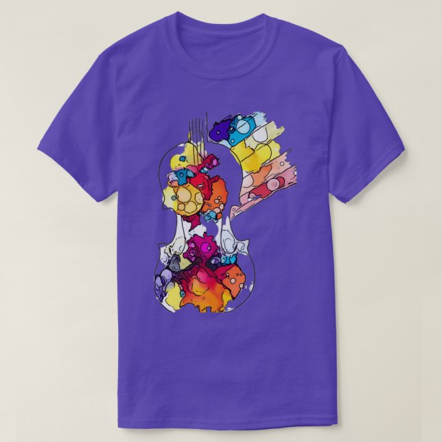 Camiseta Rainbow Bubble Violin (Frente do Design)
