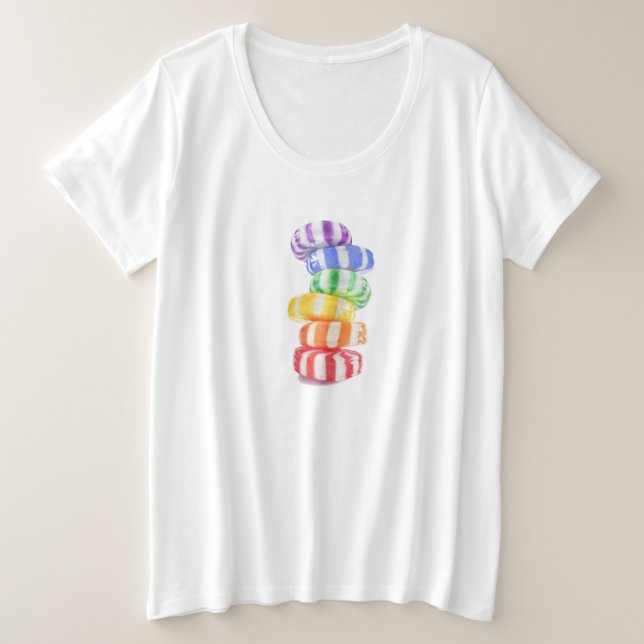 Camiseta RAINBOW CANDY Women's Plus T Shirt (Frente do Design)