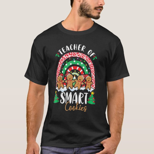 Camiseta Rainbow Christmas Teacher Of Smart Cookies Cute Gi (Frente)