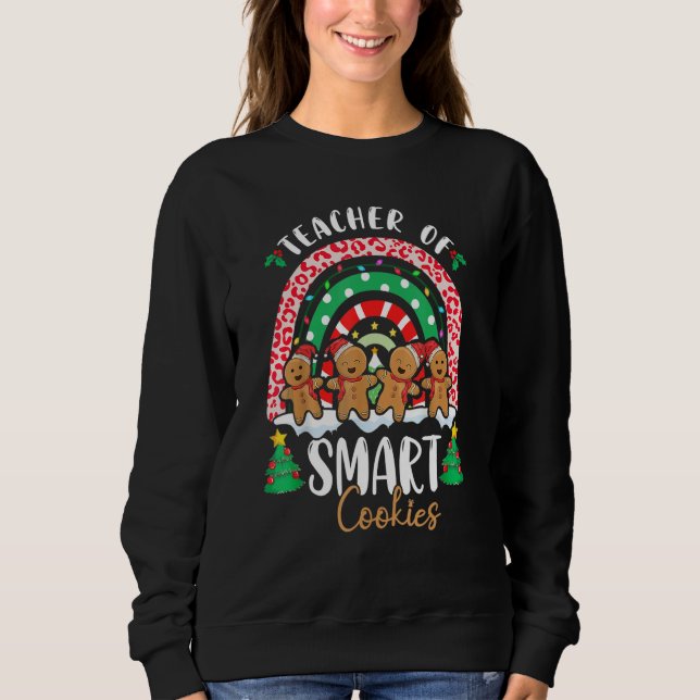 Camiseta Rainbow Christmas Teacher Of Smart Cookies Cute Gi (Frente)