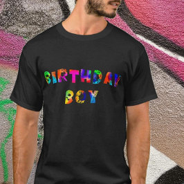 Camiseta Rainbow Color Splash Birthday Boy