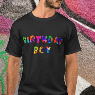 Camiseta Rainbow Color Splash Birthday Boy