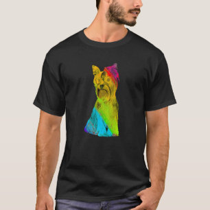 Camiseta Rainbow Color Yorkshire Terrier com óculos escuros