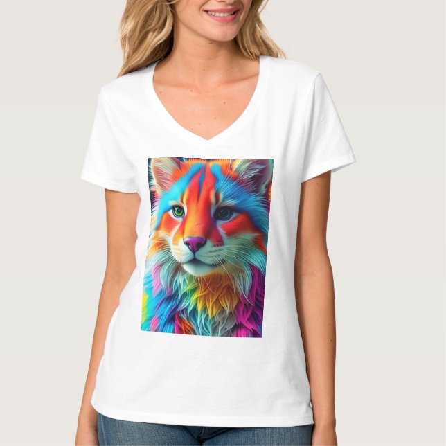 Camiseta Rainbow Colored Furry Cat-68587 (Frente)