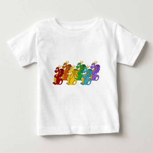 Camiseta Rainbow colorful dragons cartoon  (Frente)