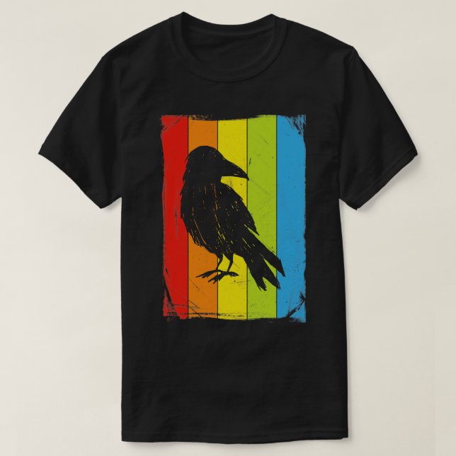 Camiseta Rainbow Crow Colorida Halloween Bird Lover (Frente do Design)