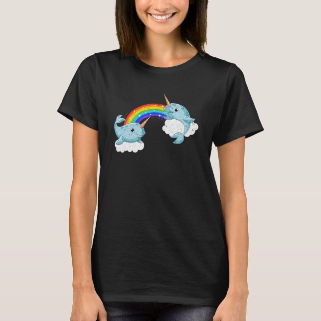 Camiseta Rainbow Cute Sea Creature Ocean Mammal Narw (Frente)