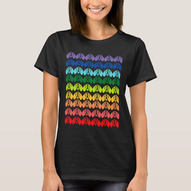 Camiseta Rainbow Dachshund Pattern (Frente)