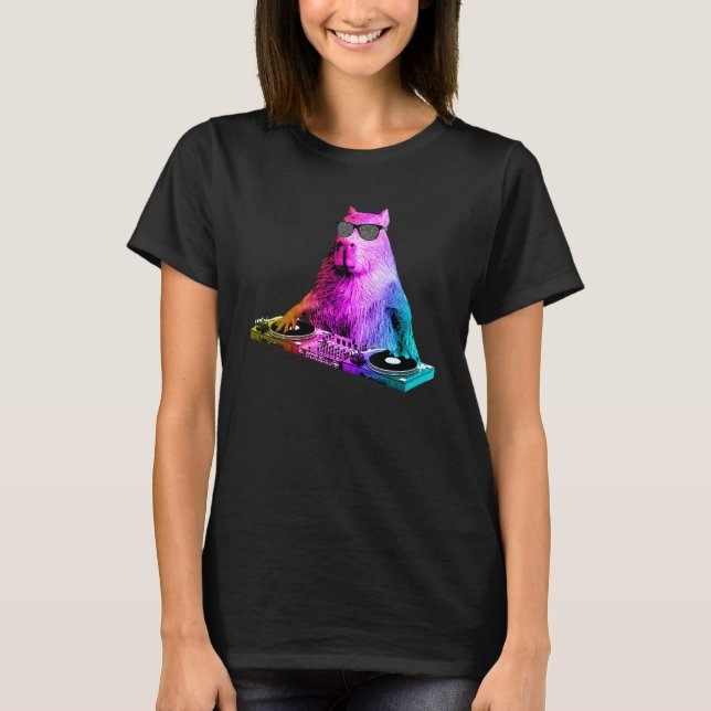 Camiseta Rainbow Dj Capybara House Music (Frente)
