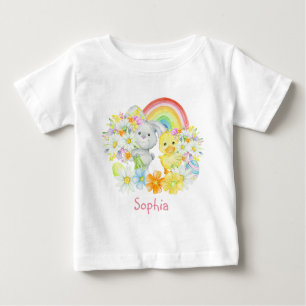 Camiseta Rainbow Easter Bunny e Pintinho