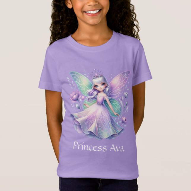Camiseta Rainbow Fairy Princess com Peony Floral Girl (Frente)