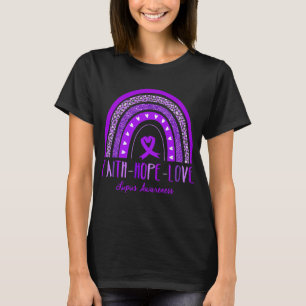 Camiseta Rainbow Faith Hope ama a consciência lúpus
