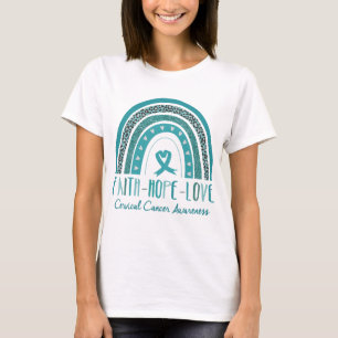 Camiseta Rainbow Faith Hope ama Consciência do Cancer Cervo