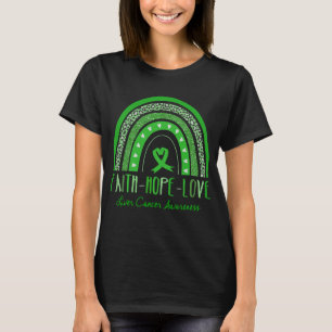 Camiseta Rainbow Faith Hope Atenção ao Câncer de figado
