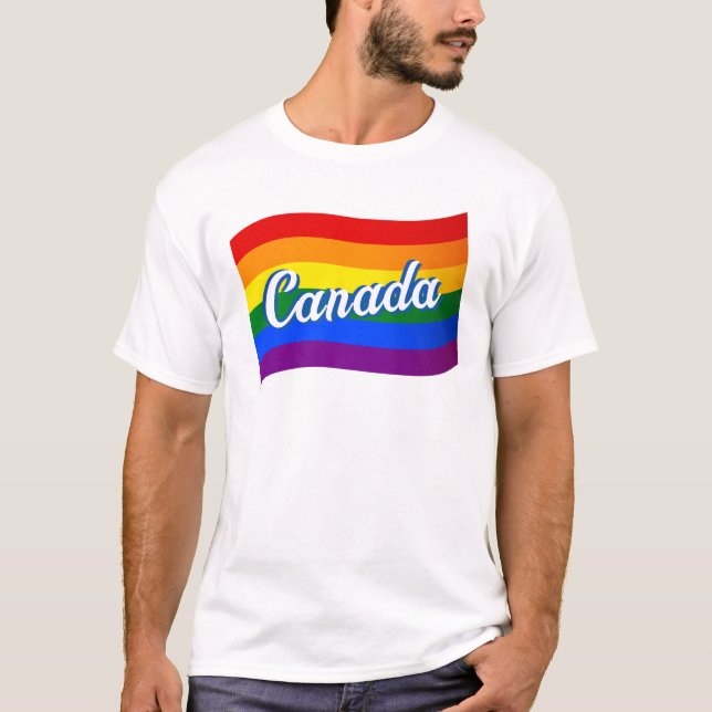 Camiseta Rainbow Flag Canadá Orgulho gay LGBT LGBTQ canaden (Frente)