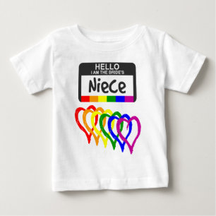 Camiseta Rainbow Flag Copia Crachá de nome da sobrinha Brid