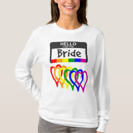 Camiseta Rainbow Flag Copia Noiva Nome Crachá Casamento