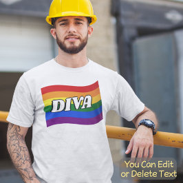 Camiseta Rainbow Flag DIVA fabuloso Orgulho gay LGBT LGBT L