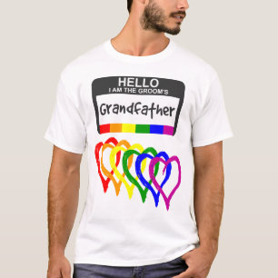 Camiseta Rainbow Flag Hearom Groom Granddad Name Crachá