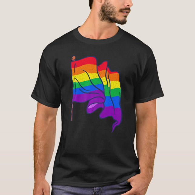 Camiseta Rainbow Flag Human Rights Lgbtq Orgulho gay Queer  (Frente)