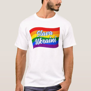 Camiseta Rainbow Flag Slava Ucri Orgulho gay LGBTQ
