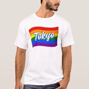 Camiseta Rainbow Flag Tokyo Japão Orgulho gay LGBT Japonês
