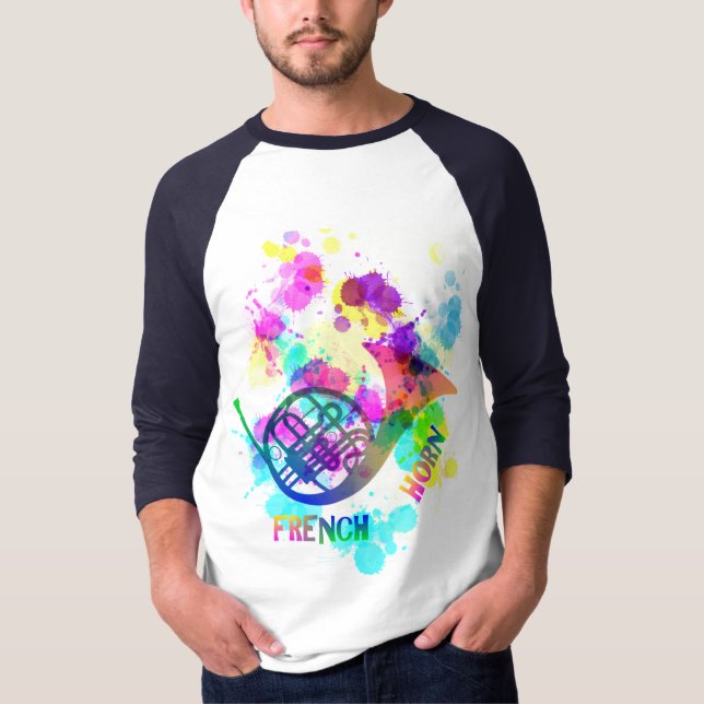 Camiseta Rainbow French Horn Music Themed (Frente)