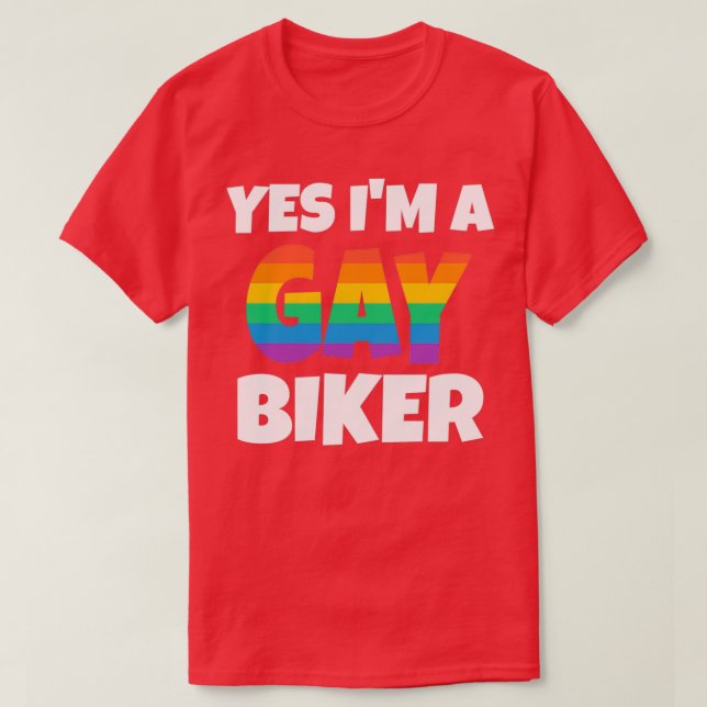 Camiseta Rainbow Gay Biker Sim eu sou (Frente do Design)
