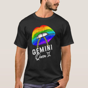 Camiseta Rainbow Gemini Queen Lábios Lgbtq Lábios Rainbow G