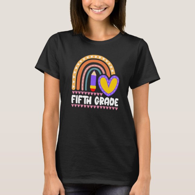 Camiseta Rainbow Girls Boys, 5º ano Equipe de Professores K (Frente)