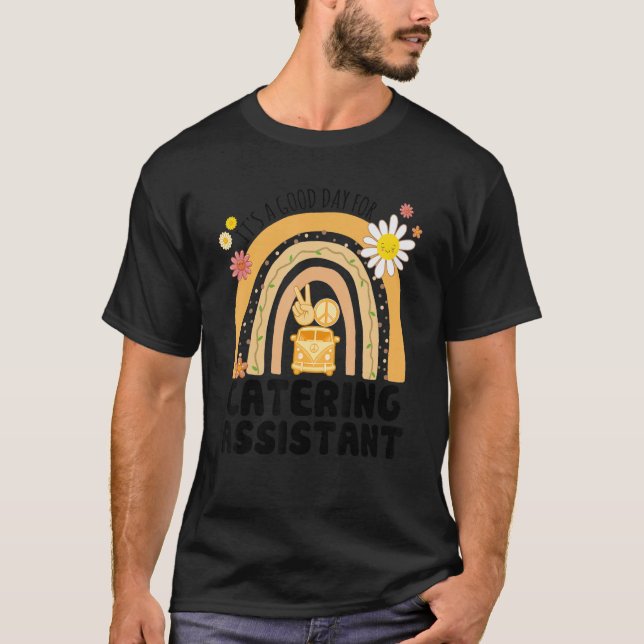 Camiseta Rainbow Groovy Peace Catering Assistant Vintage (Frente)