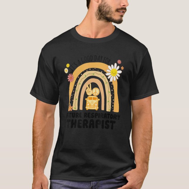 Camiseta Rainbow Groovy Peace Future Respiratory Therapist  (Frente)