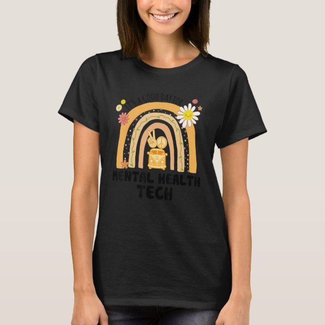 Camiseta Rainbow Groovy Peace Mental Health Tech Vintage (Frente)