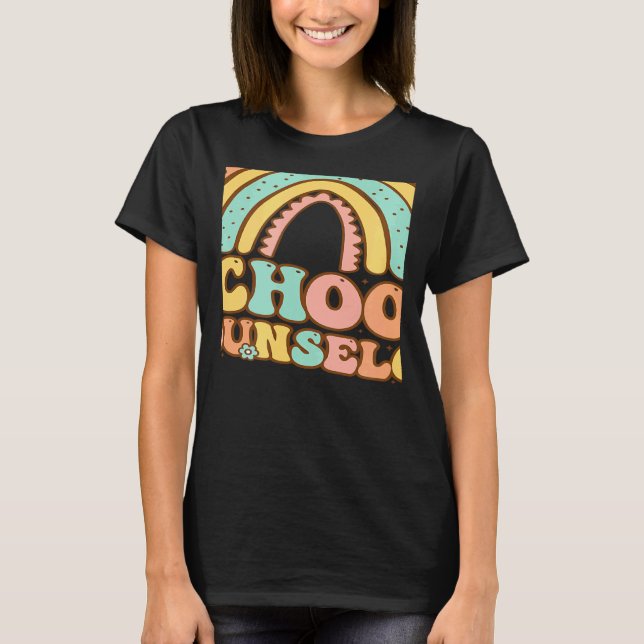 Camiseta Rainbow Groovy School Counselor Guidance Teacher S (Frente)