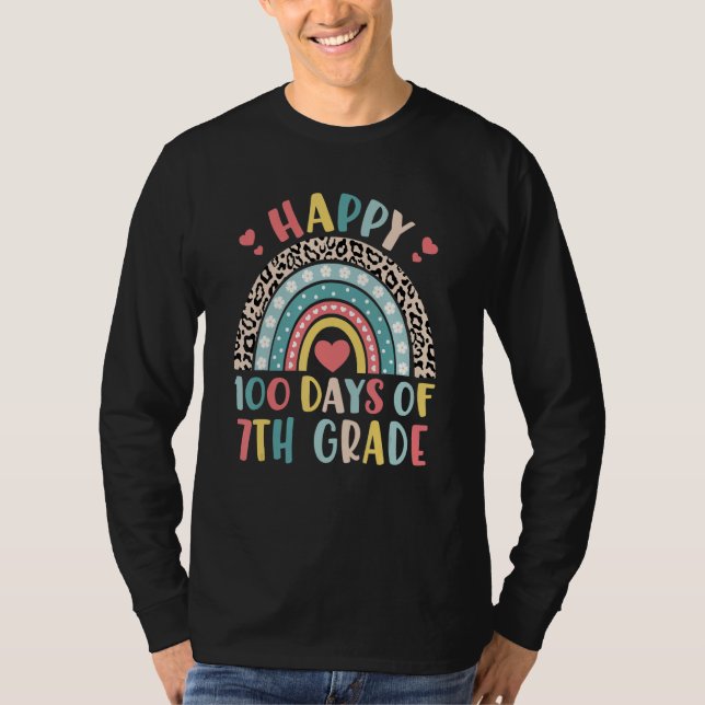 Camiseta Rainbow Happy 100th Day of 7th Grade 100 Day of Sc (Frente)