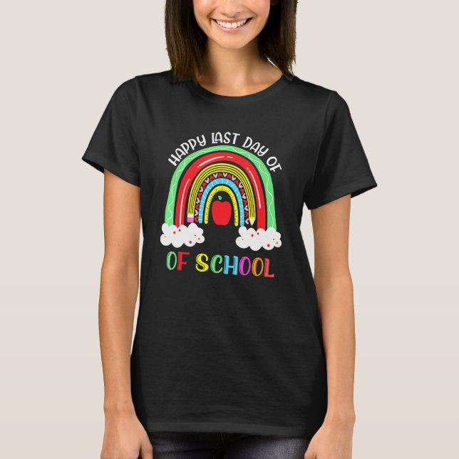 Camiseta Rainbow Happy No Último Dia Da Professora Garota (Frente)