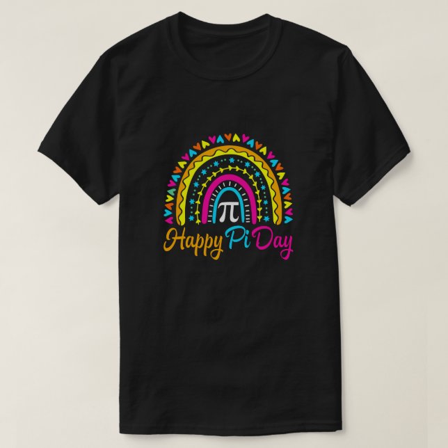 Camiseta Rainbow Happy Pi Day Professora De Matemática Meni (Frente do Design)