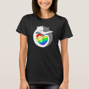 Camiseta Rainbow Hearde Pride Cats Cute Kitten Lgbtqia