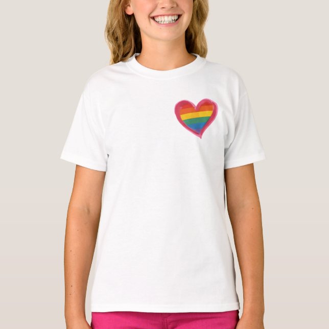 Camiseta Rainbow Hearde Pride, Love ganha igualdade, LGBTQ+ (Frente)