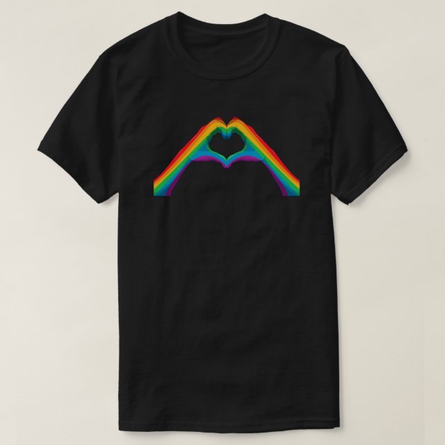 Camiseta Rainbow Heart Hands Tee | Série de Visibilidade CT (Frente do Design)