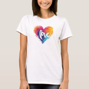 Camiseta Rainbow Heart Love Slogan