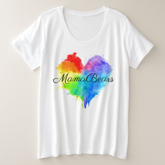 Camiseta Rainbow Heart Plus Women's (Frente do Design)