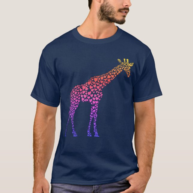Camiseta Rainbow Hearts Giraffe (Frente)