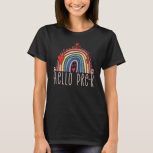 Camiseta Rainbow Hearts Hello Pre K Back To School Pre K Te