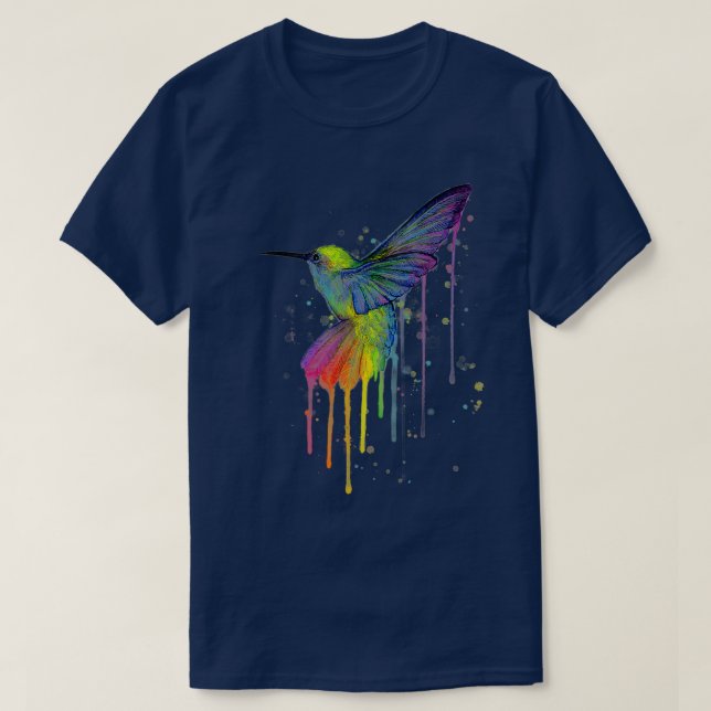 Camiseta Rainbow Hummingbird Watercolor  (Frente do Design)
