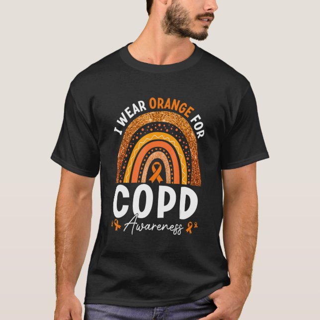 Camiseta Rainbow I Wear Orange Ribbon For COPD Awareness (Frente)