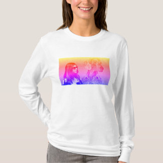 Camiseta Rainbow impressão cão e rapariga