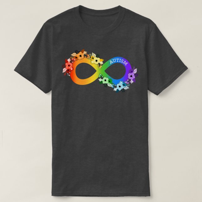 Camiseta Rainbow Infinity ADHD Autism Fighter Autism Awaren (Frente do Design)